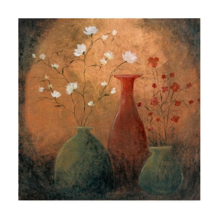 Pablo Esteban 'Flowers In Vases Distressed' Canvas Art,18x18